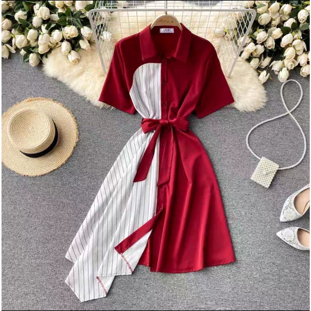 FWG - DRESS SAINA / DRESS CASUAL / DRESS WANITA KOREA / DRES / DRESS TERBARU