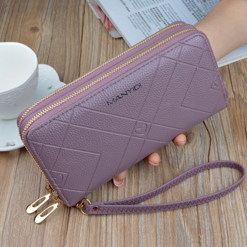 DOMPET PANJANG WANITA KULIT PREMIUM KEKINIAN CEWEK BRANDED MURAH BATAM SIMPLE FASHION KOREA MARCELINE WA692B7 TALI PENDEK COKLAT IMPORT BESAR RESLETING MUAT HP KARTU UANG KOIN