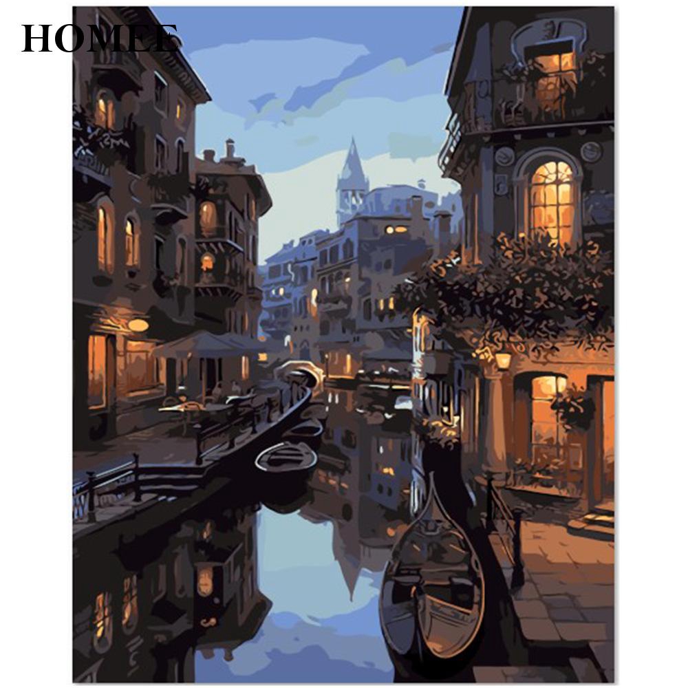 Homee Lukisan Cat Minyak Desain Venice Bahan Kanvas Dengan Homee Lukisan Cat Minyak Desain Venice Bahan Kanvas Dengan