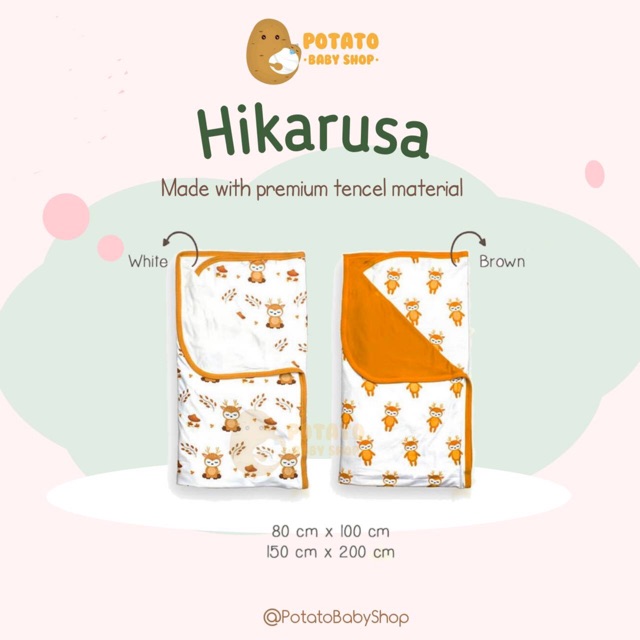 Hikaru Blanket - Selimut Hikarusa Deer Sky / Snow / Family / Mushroom / Baby Shark Pinkfong