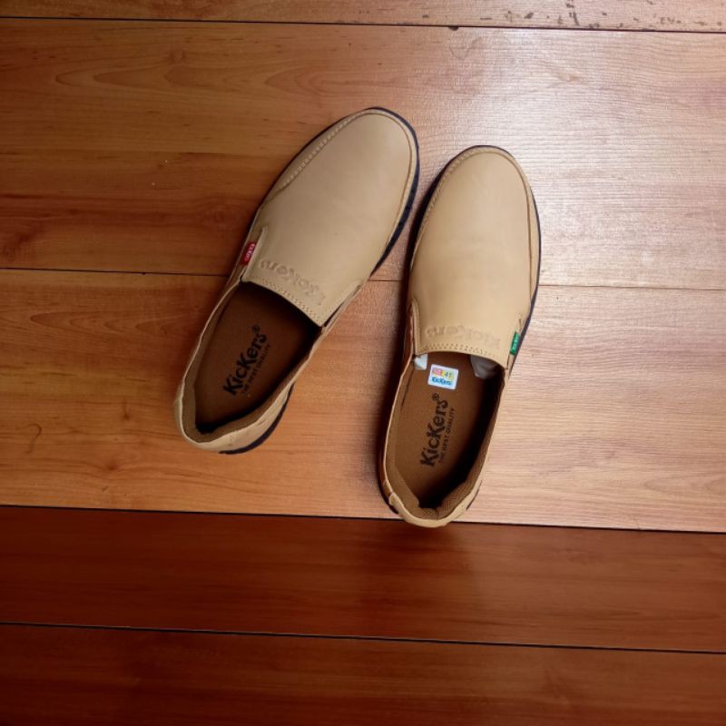 Kickers Sepatu Casual Kasual Kulit Asli Pria Model Slip On Senakers Kulit Asli Santai Kode KC305