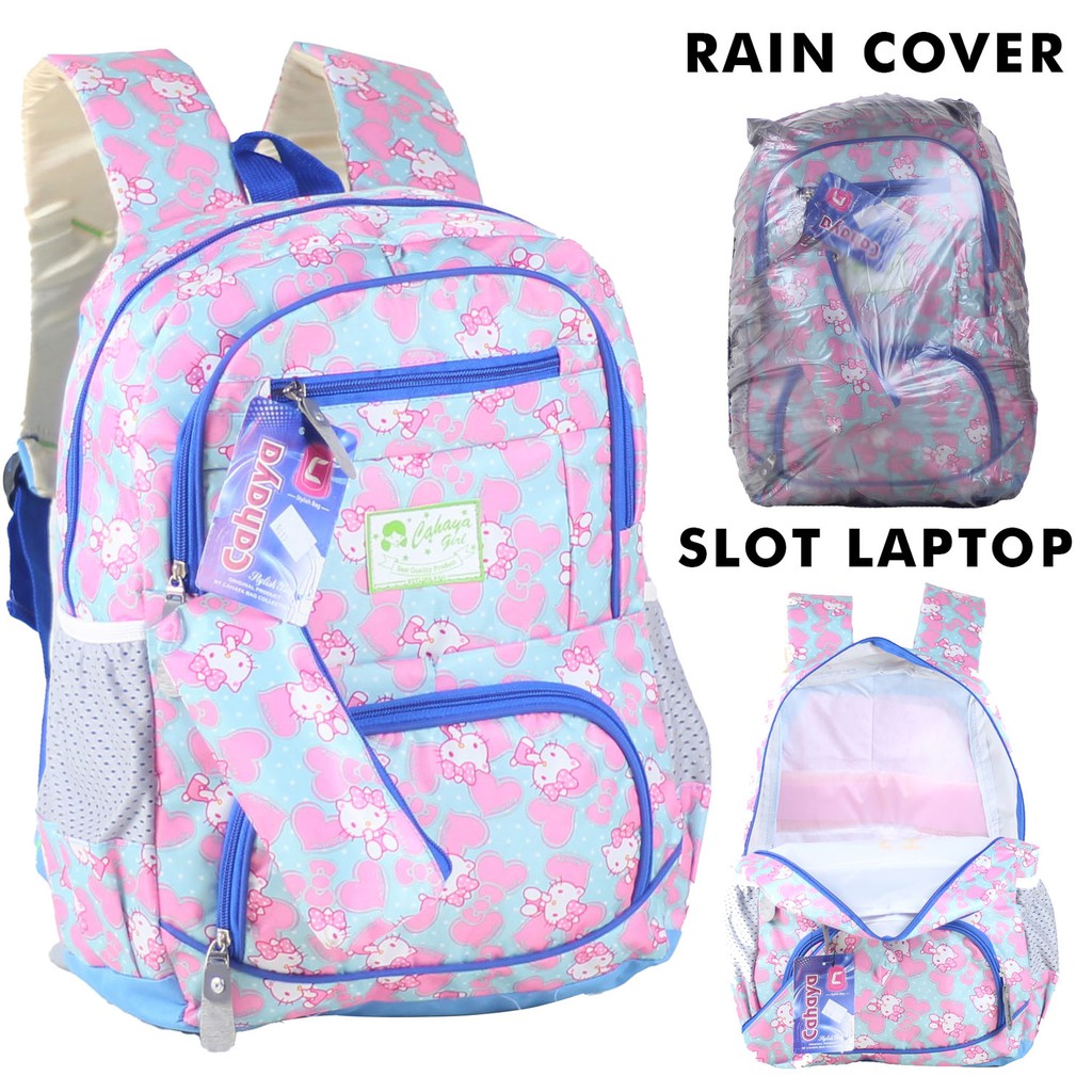 Tas Anak Perempuan Unicorn Hello Kitty Bonus Tempat Pensil Raincover Ransel Gendong Anak Ransel SD SMP Remaja Perempuan Cewek Fashionable Backpack Stylish Keren Multifungsi Backpack Cahaya Kitty Tas Import Bahan Tebal Jahitan Kuat Laptop In LKS Buku Tema