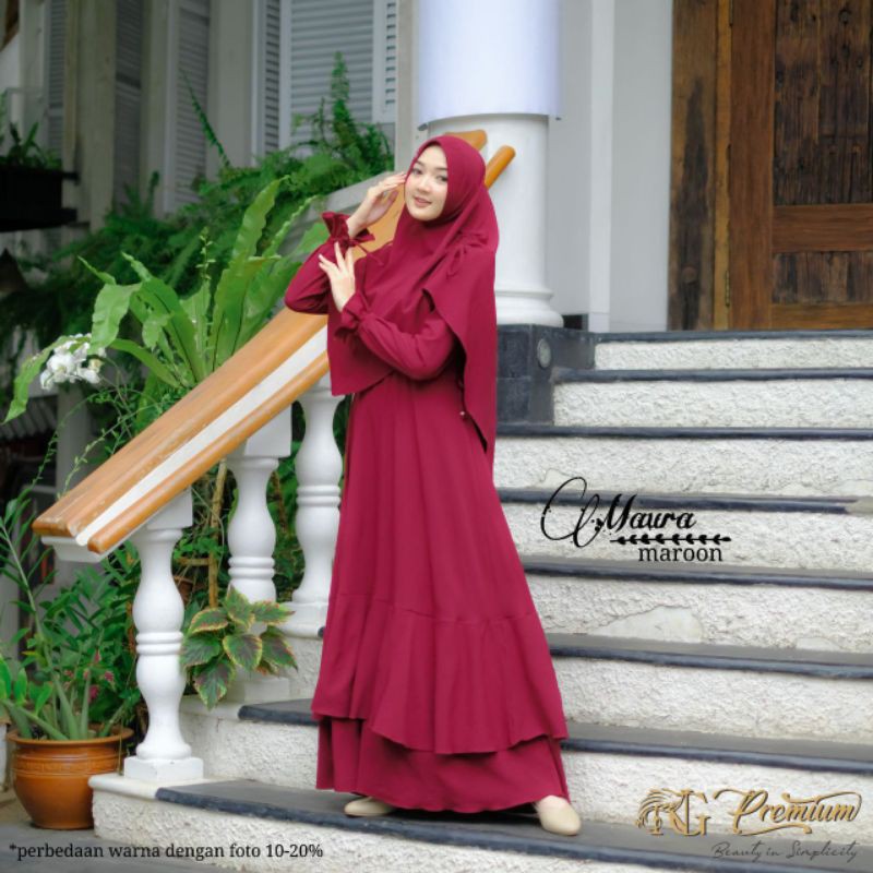 Gamis Syari Khimar Syari Original MAURA BY NARARYA warna Maroon