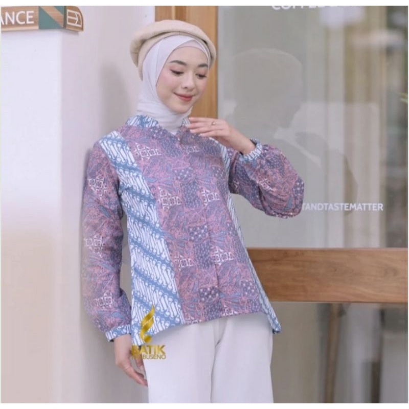 BLOUSE BATIK PRABUSENO ATASAN KERJA WANITA MOTIF NILASARI
