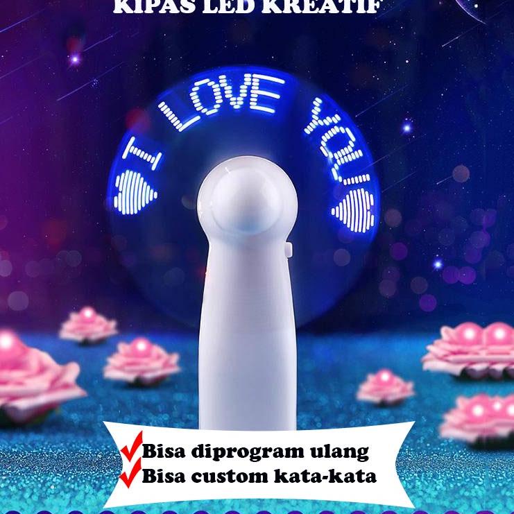 Paling Diminati.. Kipas LED Kreatif Mini Pesan Tulisan I Love You Bisa Custom Request Kata Kata