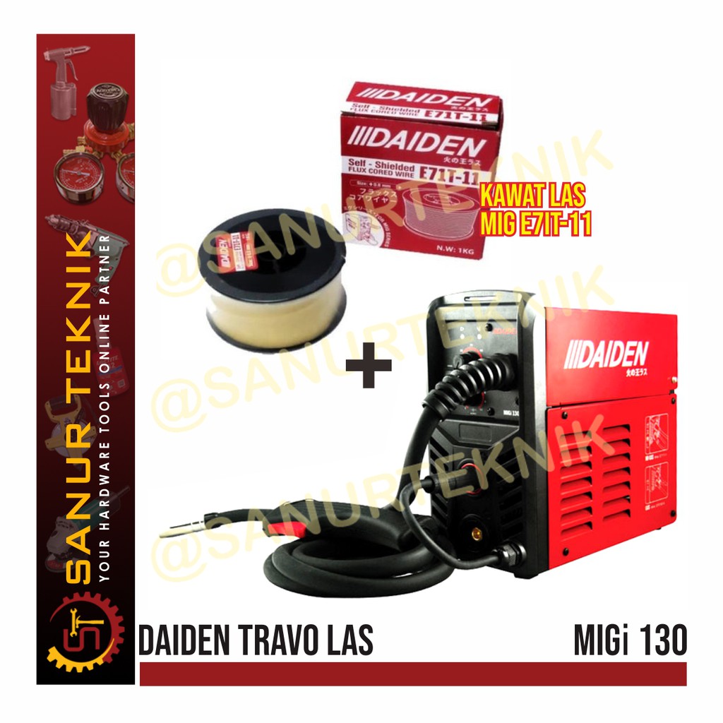 (PAKET) TRAVO LAS DAIDEN MIGI 130 2T/4T + 1KG DAIDEN KAWAT LAS