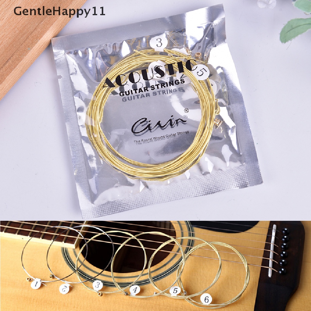 Gentlehappy 6pcs/set Senar Gitar Akustik Universal Bahan Kuningan Hexagonal Steel Core Strings Untuk