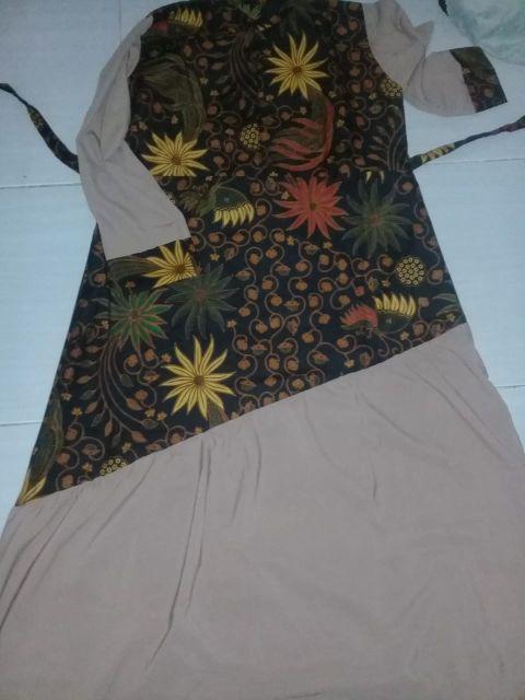Gamis Batik Syari Madiya Katun Unggul Jaya Dress Kombinasi Mic Wolfice Sopal All Size Fit To Xl 10