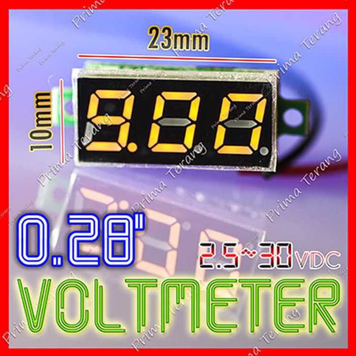 0.28 Voltmeter Digital 2.5-30V DC 2 Kabel - Kuning