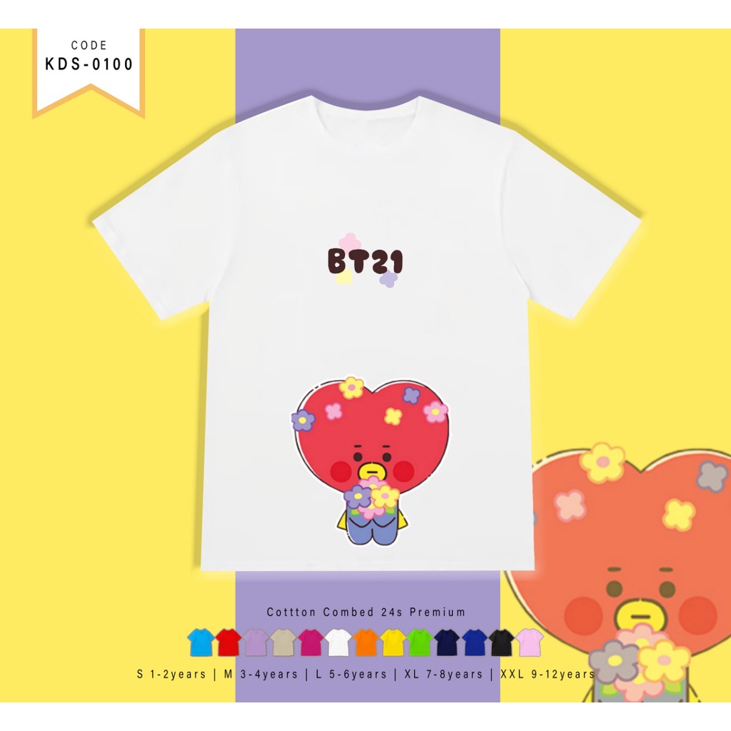 T-SHIRT KIDS / KAOS ANAK-ANAK BERGAMBAR BT211 FLOWER / CUSTOM TEE / MURAH /ARMY INDO