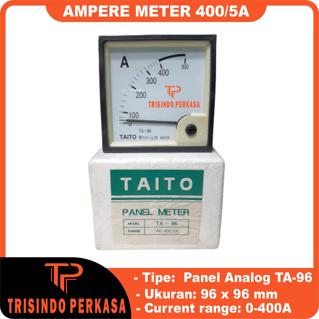 Ampere Meter Panel Analog TA-96 0-400A 96x96 Jarum