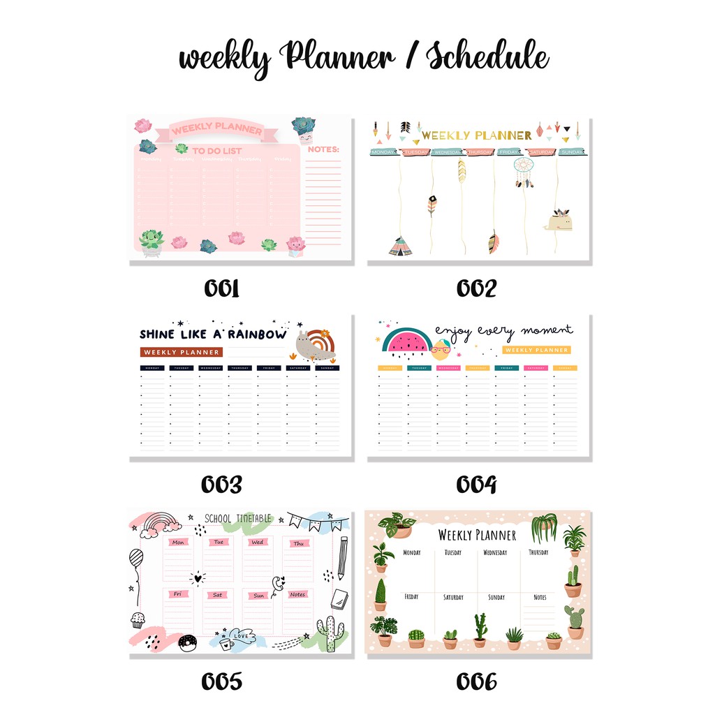 #23 Free Spidol sudah di laminasi bisa di hapus Weekly Planner / Weekly Schedule / Papan Perencanaan/ Planner Board 001-006