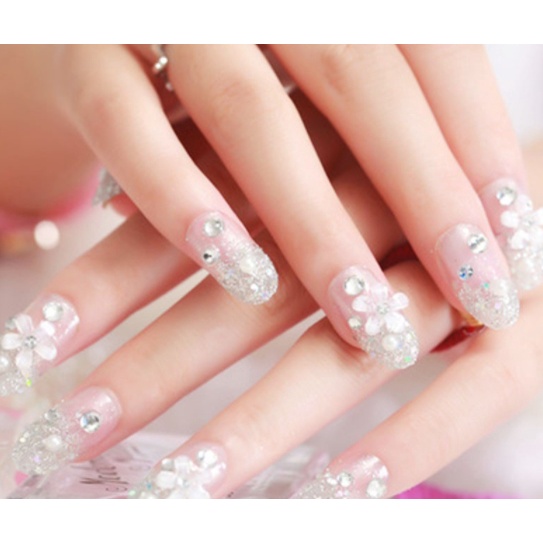 Kuku Palsu Pengantin 3D Free Lem Fake Nail Art Wedding Murah Premium Kuku MUA WEDDING