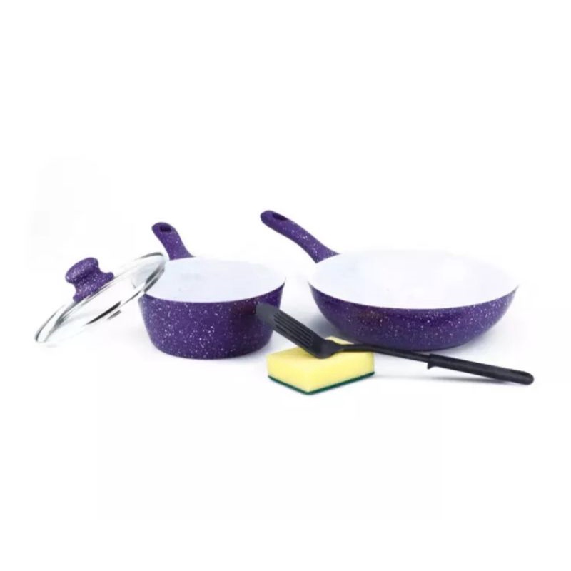 BOLDe SUPER PAN PURPLE COOKWARE SET - Super Pan Panci Granite Coating