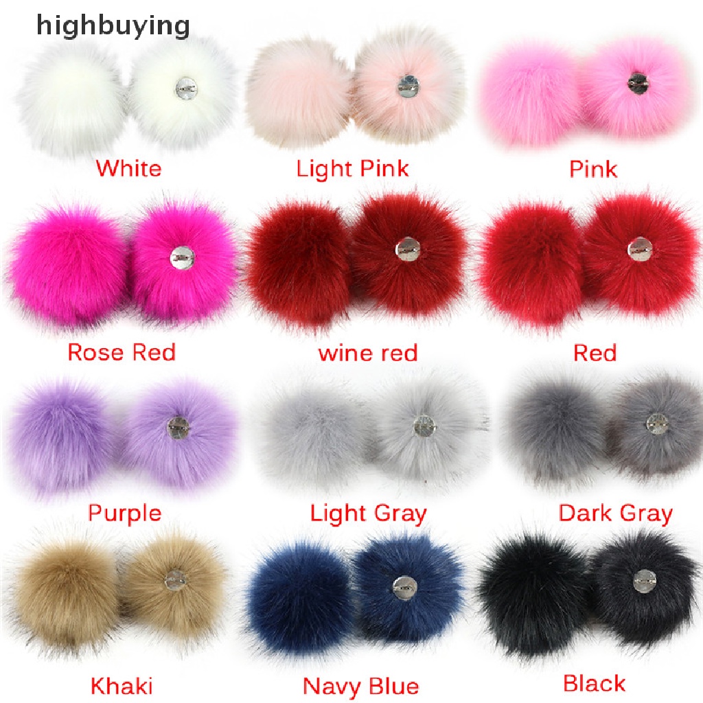 Hbid Bola Pompom Bulu Rubah Imitasi Dengan Pin Untuk Aksesoris Topi