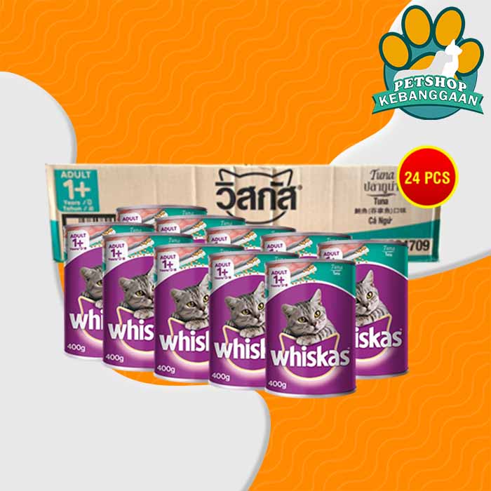 Makanan Basah Kucing Whiskas Kaleng Wetfod Grosir Dus Isi 24 PCS 400GR