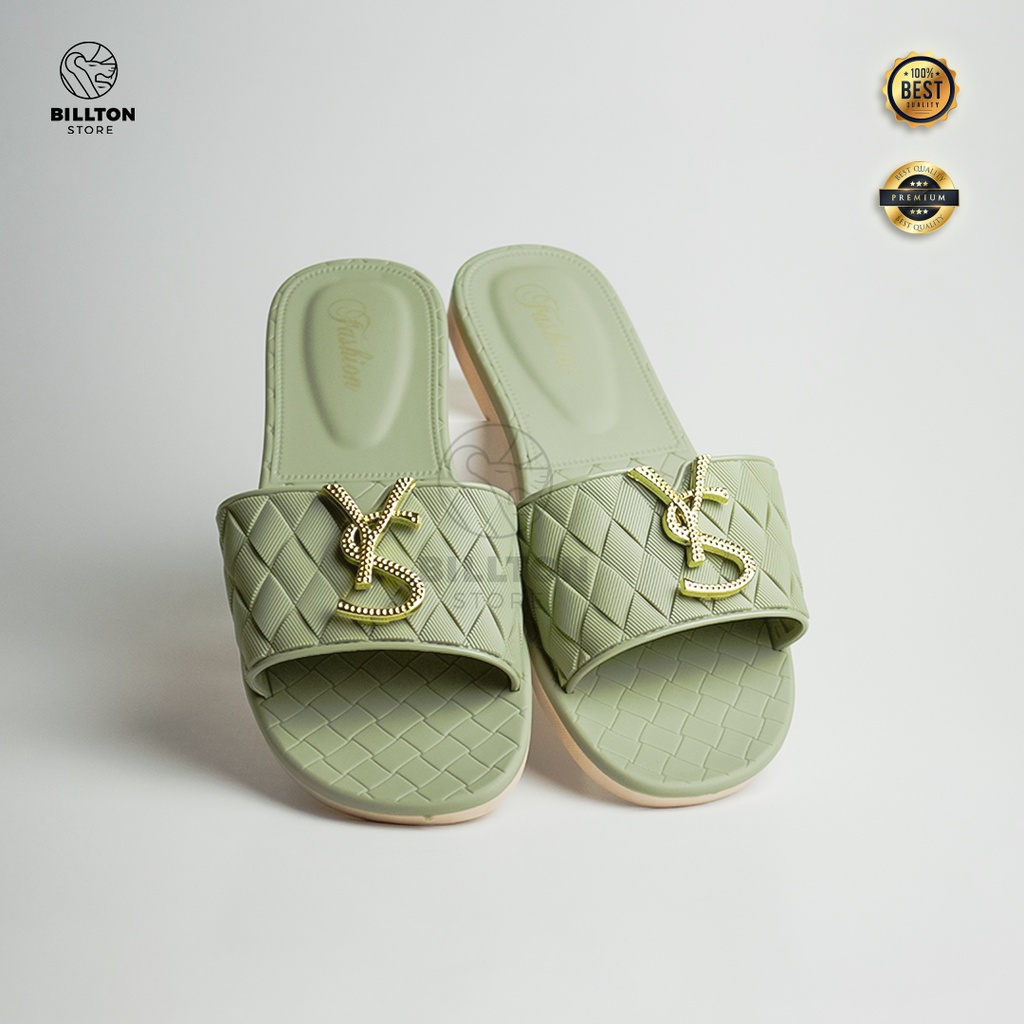 Sandal Flat Slip YS Wanita Sandal Teplek Wanita Kekinian Super Soft Rubber Quality