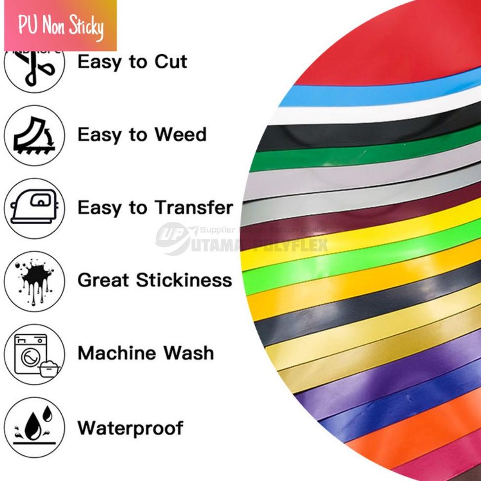 

Get Now Polyflex PU Lebar 30 cm Non Sticky / Bahan Sablon Poliflex / Polyflek FLASH SHOP