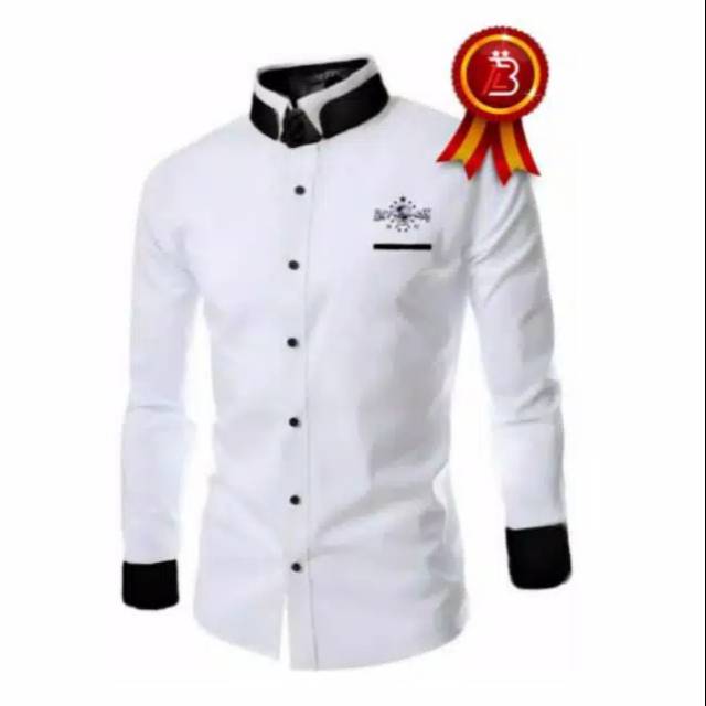 Kemeja nu (putih-hitam) /lengan panjang
