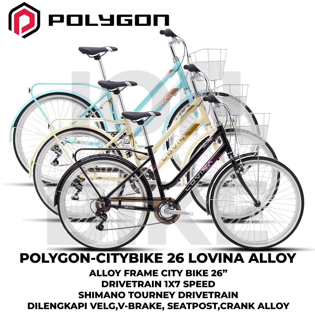 Sepeda City Bike 26 Inch Polygon Lovina Frame Alloy Ringan Terbaru CTB Citybike Urban Cewek Wanita I