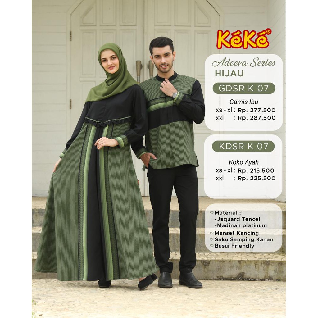 Keke Baju Couple Sarimbit Adeeva Series SRK 06 - green