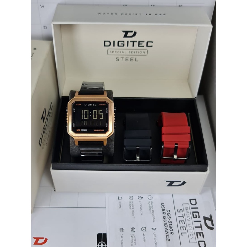 Jam Tangan Pria Wanita Digitec DG-5180 Digitec 5180 Original Digital Free Dua Tali Rubber Termurah