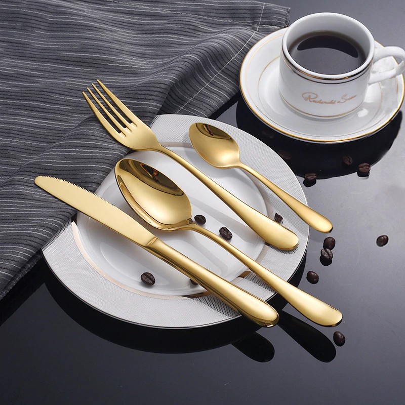 Gold Tableware Set Stainless Steel Cutlery Set 4 Gold Knife Cutlery Cutlery Gold Silver Knife