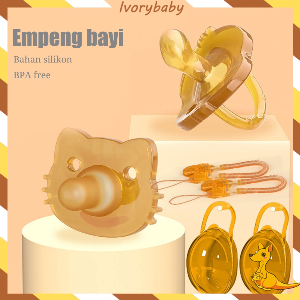 Ivorybaby Dot bayi dengan rantai dan kotak empeng bayi untuk 0-3 tahun