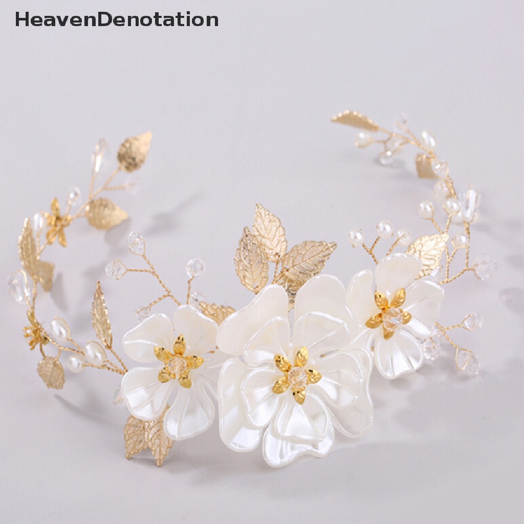 [HeavenDenotation] Women bridal white flower rhinestone pearl hair clip wedding hair accessories