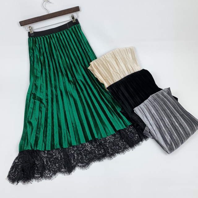 Rok Plisket Bludru Velvet Bolak -Balik Import / Velvet Maxi Tutu Skirt Reversible - 134 Katlyn Shop