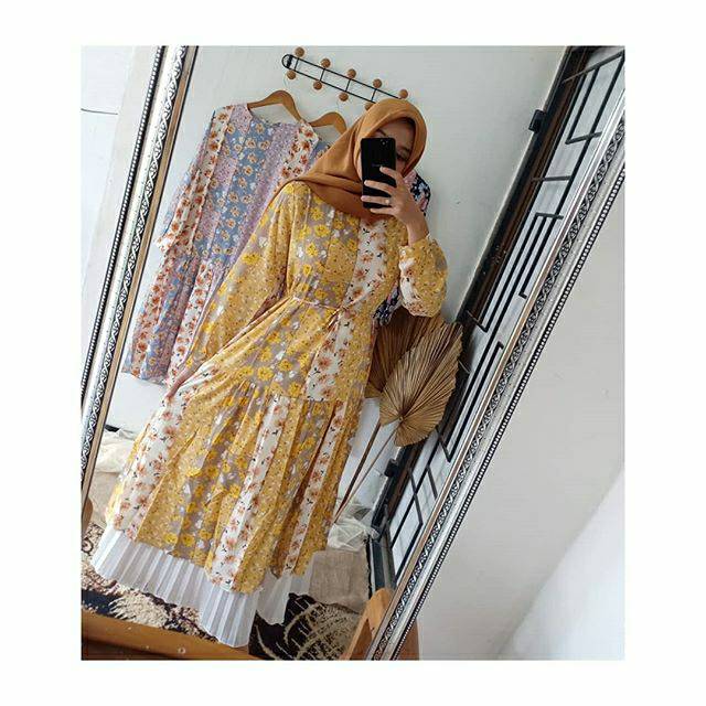 TUNIC ZARA FLOWERS - WEARKANAKA TUNIK MOTIF BUNGA DRESS CASUAL FREE BELT TALI PINGGANG
