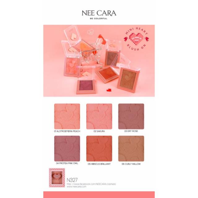 NEE CARA Mini Heart Blush On Your Make My Heart #N327 Thailand / Blushon / Pigmented / Compact