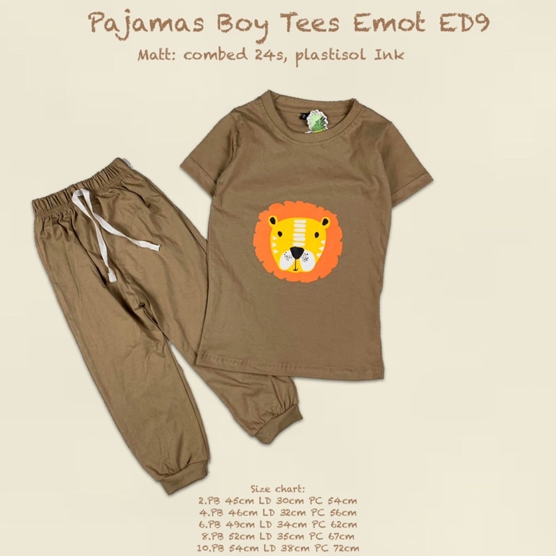 Setelan Anak Pajamas Boy Tees Emot ED9 Original Pineapple Kaos Anak Super Premium