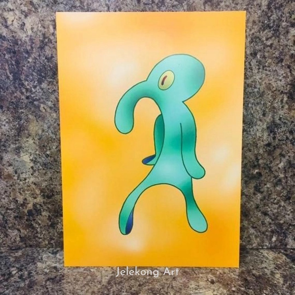 Lukisan Minimalis Modern Squidward Asli Lukisan Tangan