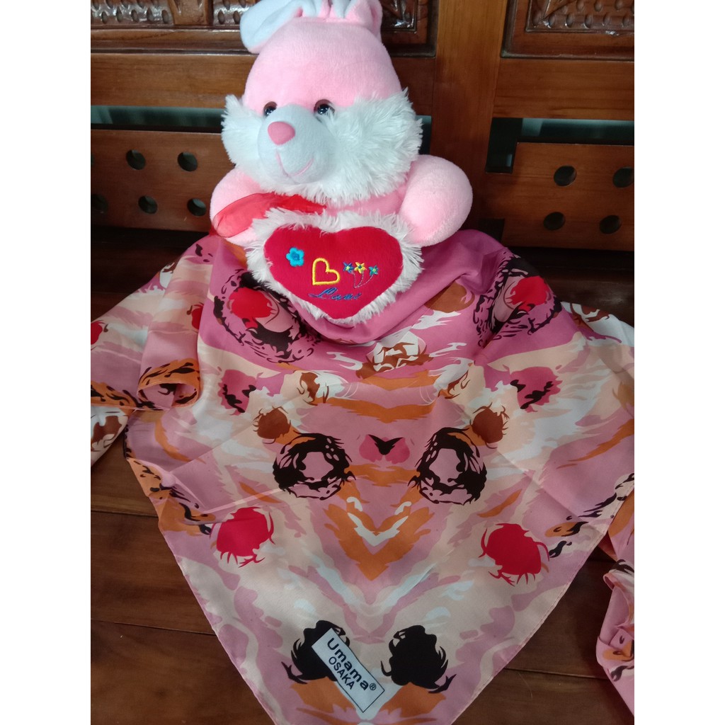 HIJAB UMAMA OSAKA PRINT MOTIF SEGI EMPAT  C15 Pink Tua