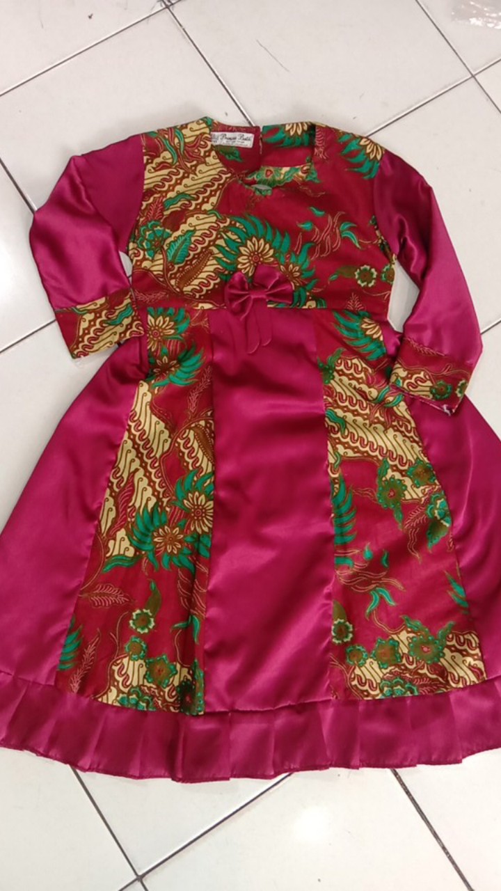 Gamis Anak Perempuan Motif Batik Bahan Katun Printing Premium Mix Valfet Gamis Seragam Ngaji Anak