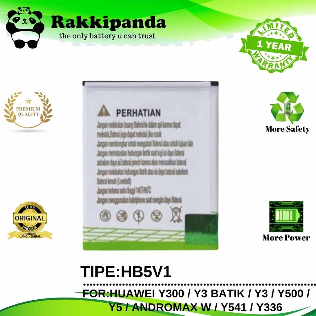 (R/K)- RakkiPanda - HB5V1 Huawei Y300 / Y3 Batik / Y3 / Y500 / Y5 / Andromax W / Y541 / Y336 Batre Batrai Baterai