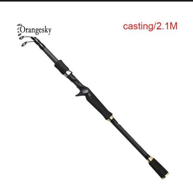 0rangesky teleskopin tongkat pancing karbon piber joran pancing portable cetakan berputar batang