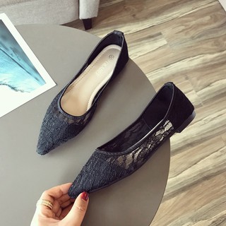 Sepatu Flat Shoes  Pointed Toe Model Korea Bahan Mesh 