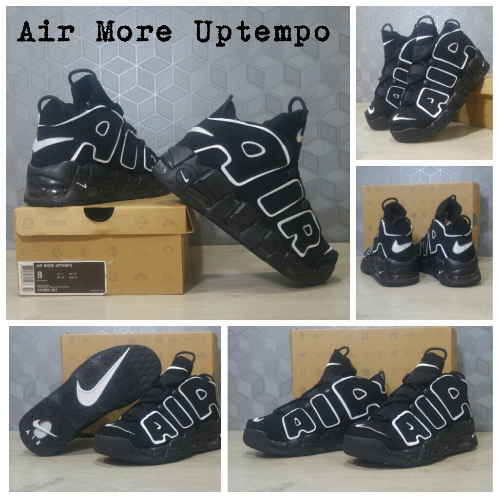 Sepatu Basket Kuliah[FREE KAOS KAKI] Sepatu Basket Nike Air More Uptempo black