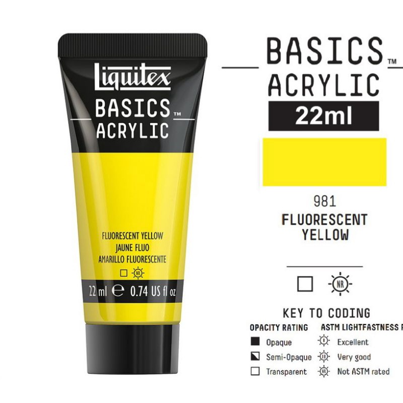 

LIQUITEX BASICS ACRYLIC 22 ML FLUORESCENT YELLOW