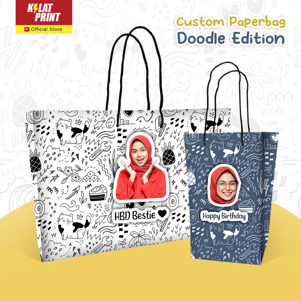 Paperbag Custom Wajah Teman Special Doodle Edition