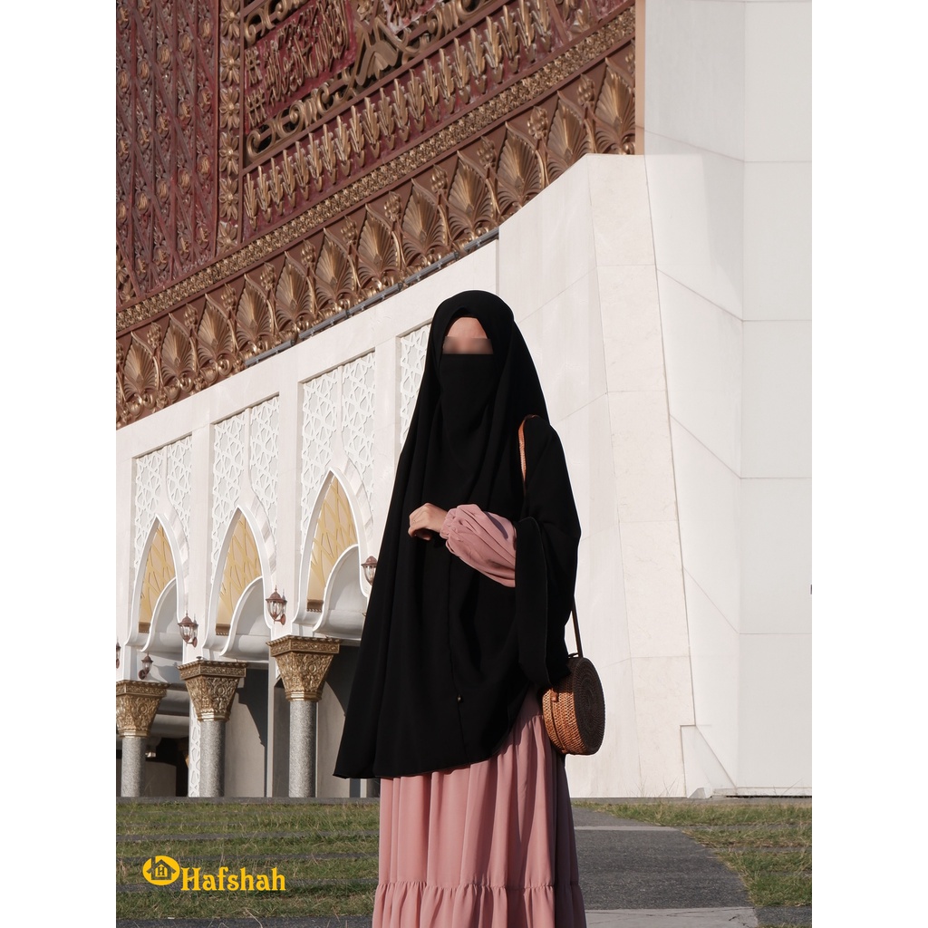 JILBAB SYARI DEWASA JET BLACK BY HAFSHAH
