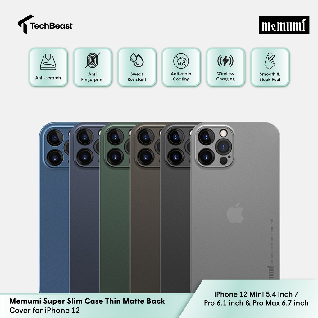 Memumi Super Slim Case Thin Matte iPhone 12 Pro Max / Pro / Mini