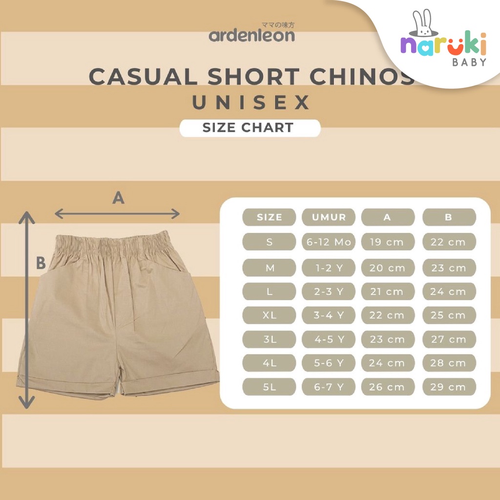 Ardenleon Unisex Casual Short Chinos 2.0 Arden Leon Celana Pendek Anak