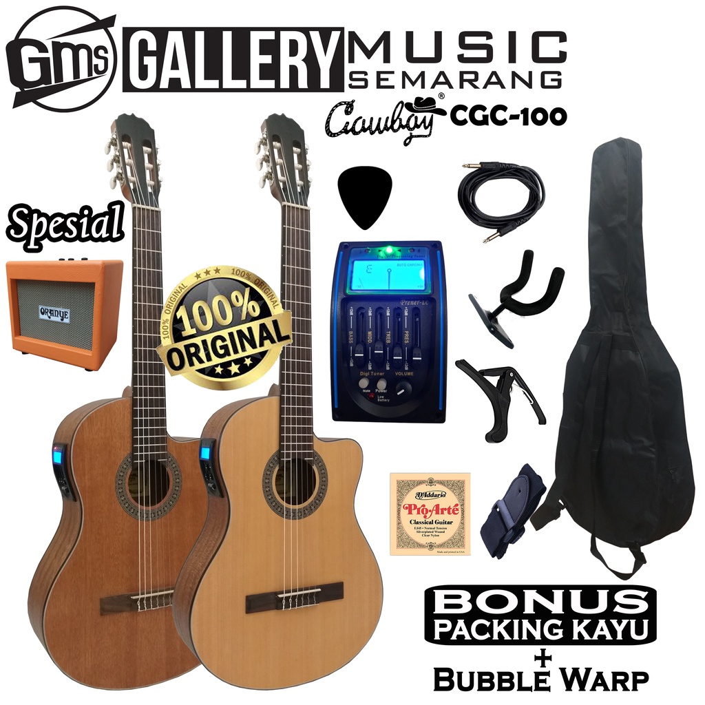 ORIGINAL!!! Gitar Klasik Elektrik Import Merk Cowboy CGC-100 NA CGC 100NS Equalizer Tuner LC Prener