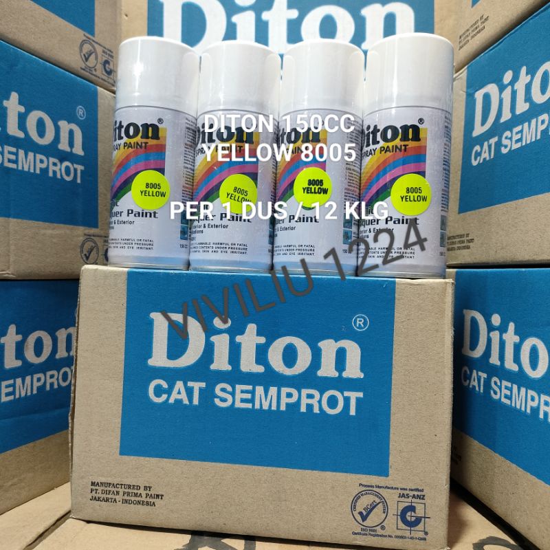 Pilok Cat Diton Yellow 8005 Per 1 Dus / 12 Klg Stabilo Kuning 150cc Harga Per 1 Dus (12) Cat Semprot Diton 150cc Pilok Diton Pilox Diton Cat Diton 150cc