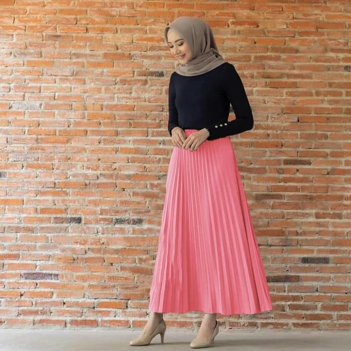 ROK PLISKET 256 MURAH PRISKET PLEATED SALE POLOS REMPEL MUSLIMAH MODELLANO FLARE SKIRT MAYUNG FLOWY