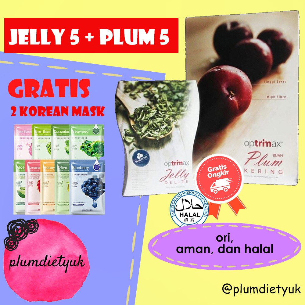 PAKET PAS DAN HEMAT 5 OPTRIMAX PLUM+5 JELLY DELITE