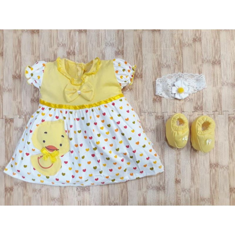 DRESS BAYI BANDANA SET-DRESS BAYI MURAH